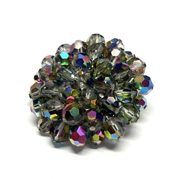Vintage Crystal Beaded Brooch Pin - Picture 3 of 5